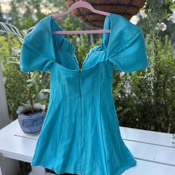 Cult Gaia NWT - Asal Dress in Tide Color - Turquoise Mini Dress - Picture 2 of 11